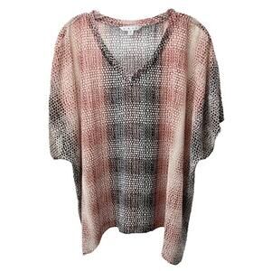 CAbi Blouse Top M Multicolor Sheer Poncho Animal Print V-Neck Loose Fit Boho